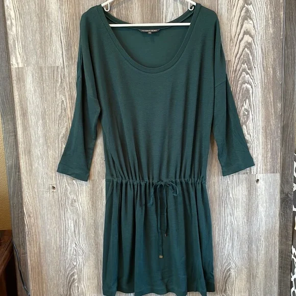 Victoria's Secret | Dresses | Victorias Secret Hunter Green Shirt Dress  With Tie Waste L | Poshmark